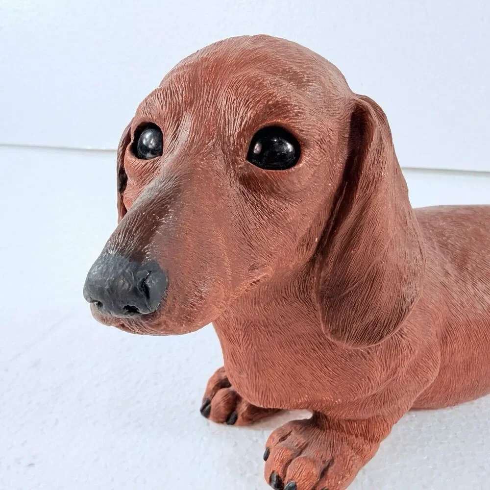 Vintage Sandicast Large Brown Dachshund Weiner Dog Figurine Sandra Brue Signed